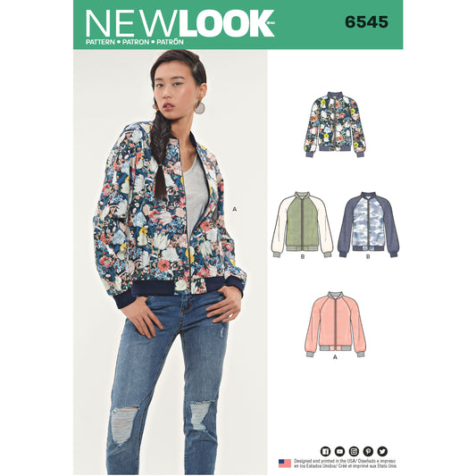 New Look Sewing Pattern 6545: Misses' Flight Jacket