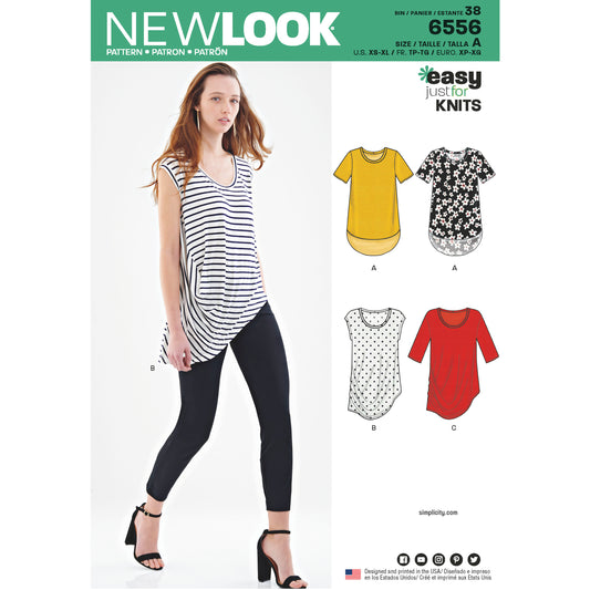 New Look Sewing Pattern 6556: Women's Easy to Sew Knit Tops