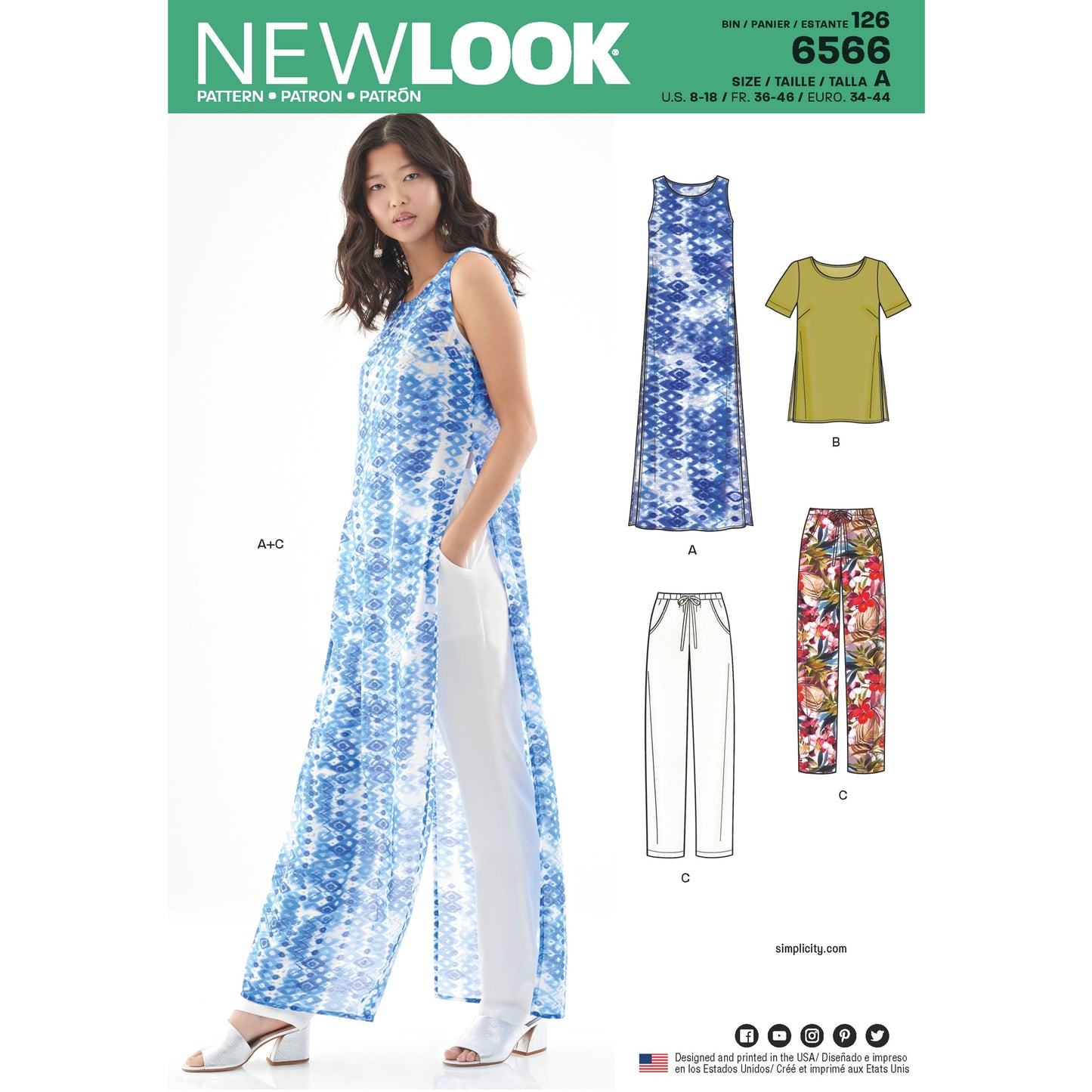 New Look Sewing Pattern 6566: Women's Tunic, Top and Trousers