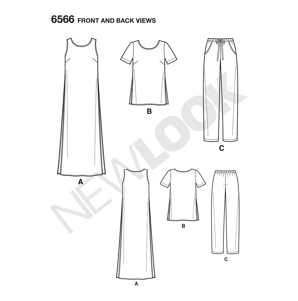 New Look Sewing Pattern 6566: Women's Tunic, Top and Trousers