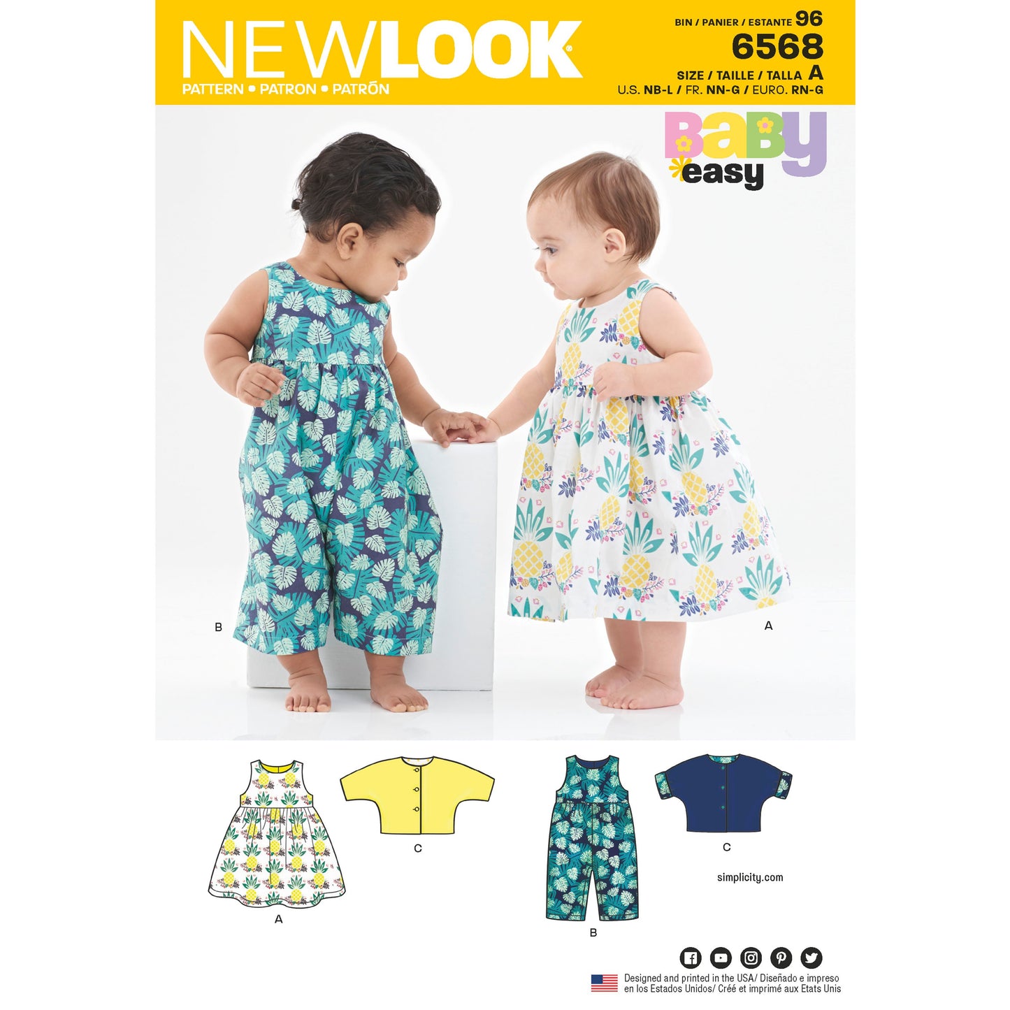 New Look Sewing Pattern 6568: Babies' Easy to Sew Dress, Romper and Jacket