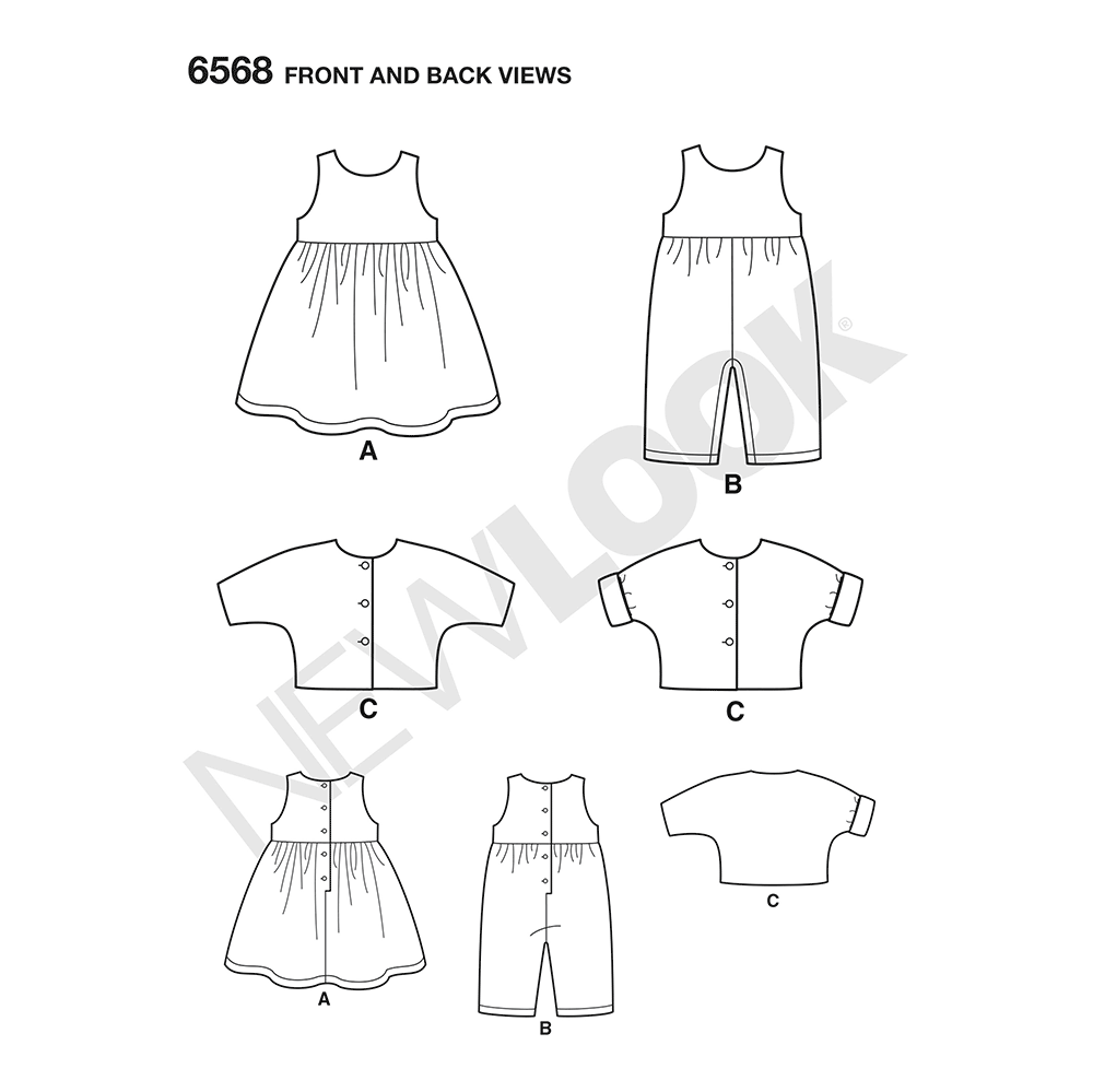 New Look Sewing Pattern 6568: Babies' Easy to Sew Dress, Romper and Jacket