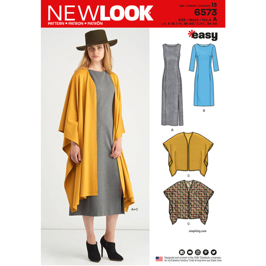 New Look Sewing Pattern 6573: Misses' Easy to Sew Dress and Wrap