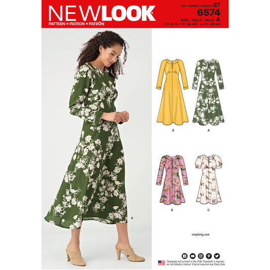 New Look Sewing Pattern 6574: Misses' Dresses