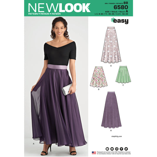 New Look Sewing Pattern 6580: Misses' Easy to Sew Circle Skirt