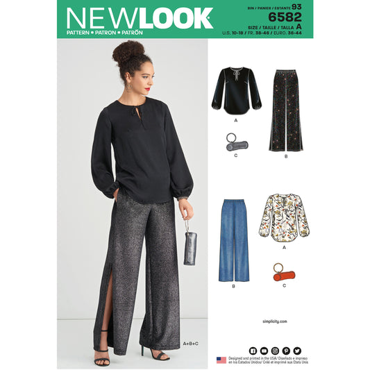 New Look Sewing Pattern 6582: Misses' Trousers, Top and Clutch