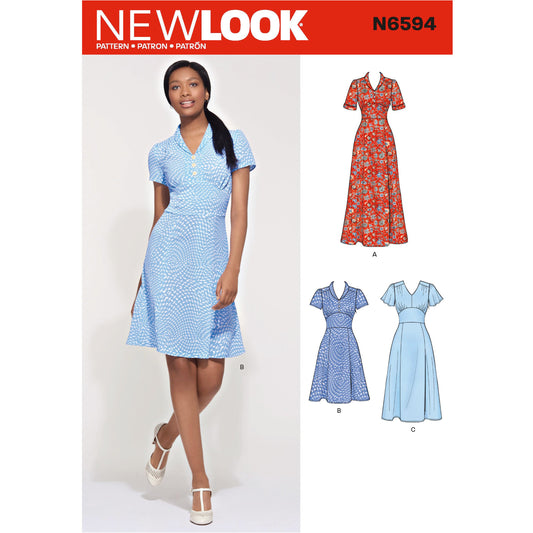 New Look Sewing Pattern 6594: Misses' Dress in Three Lengths