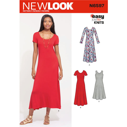 New Look Sewing Pattern 6597: Misses' Easy to Sew Knit Dress