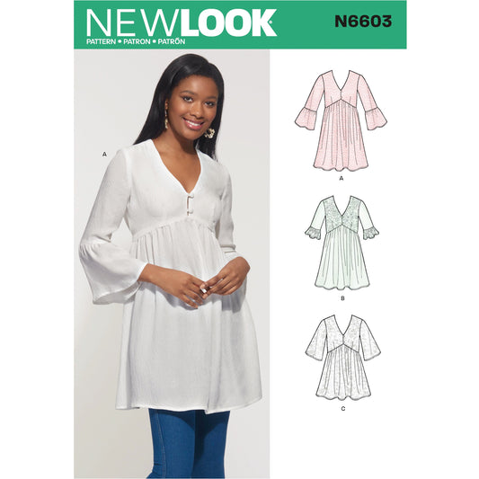 New Look Sewing Pattern 6603: Misses' Mini Dress, Tunic and Top