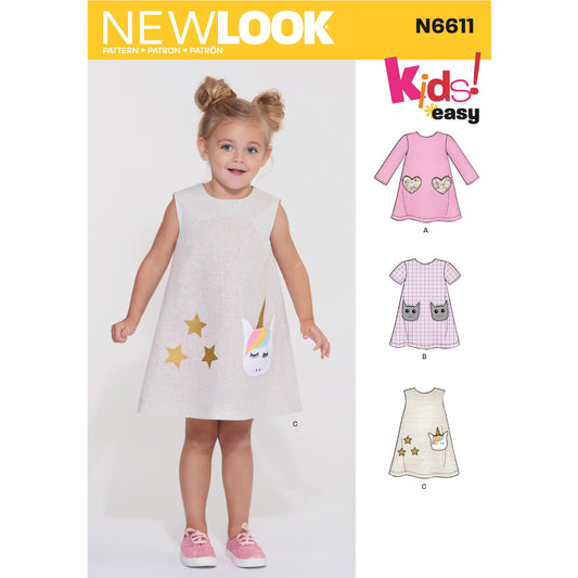 New Look Sewing Pattern 6611: Children's Easy to Sew Novelty Dress