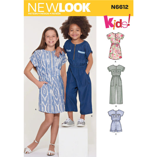 New Look Sewing Pattern 6612: Children's/Girls' Jumpsuit, Romper and Dress