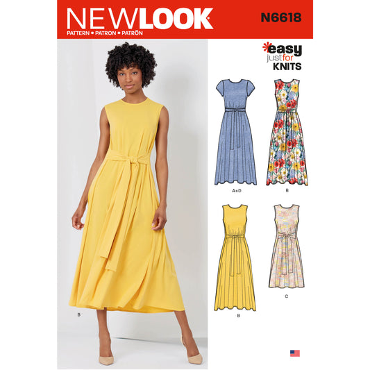 New Look Sewing Pattern 6618: Misses' Easy to Sew Knit Dresses in Two Lengths