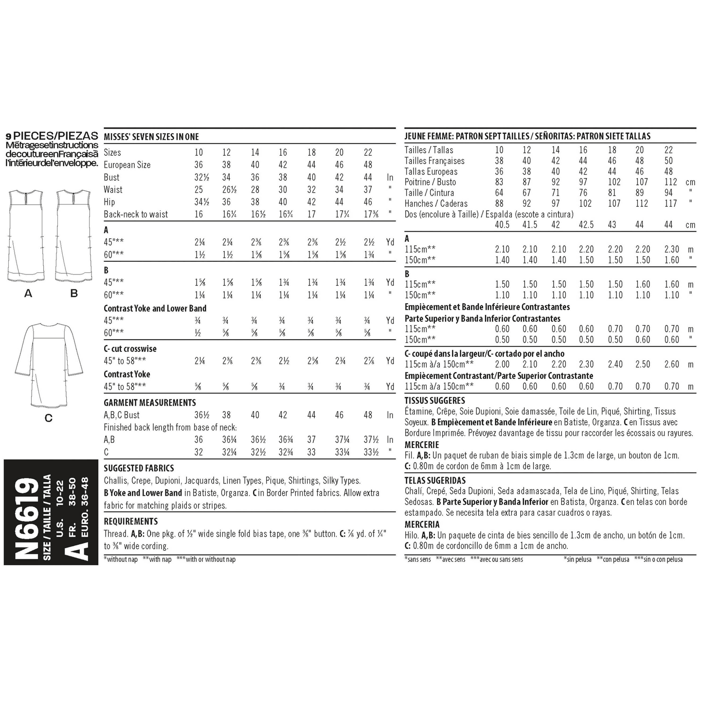 New Look Sewing Pattern 6619: Misses' Dresses