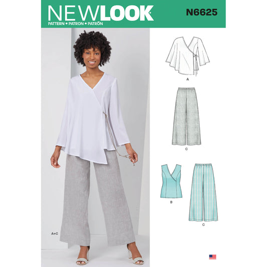 New Look Sewing Pattern 6625: Misses' Tops and Pull-on Trousers