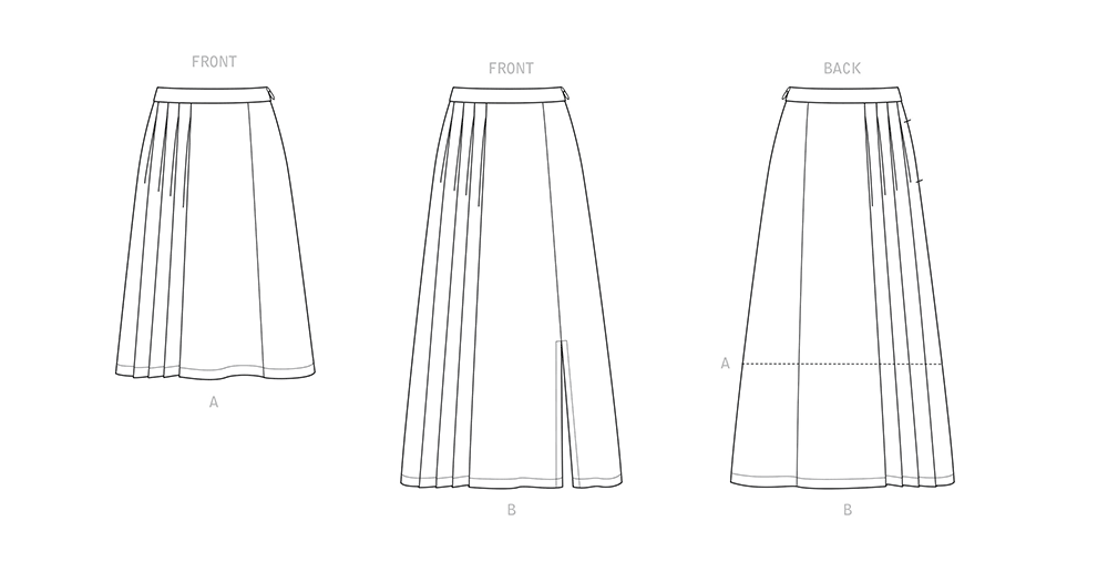 New Look Sewing Pattern 6659: Misses' Pleated Skirt with or without Front Slit Opening