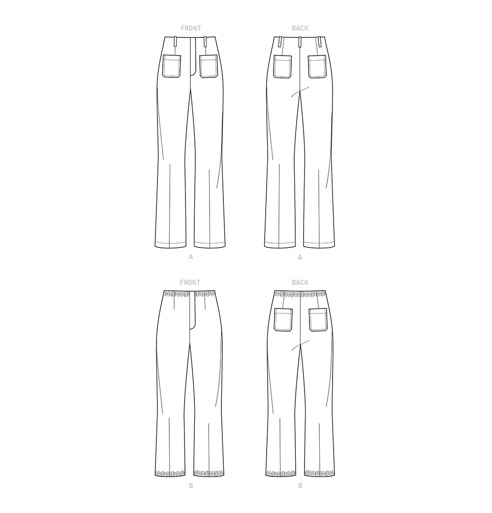 New Look Sewing Pattern 6660: Misses' High Waisted Flared Trousers in Two Lengths