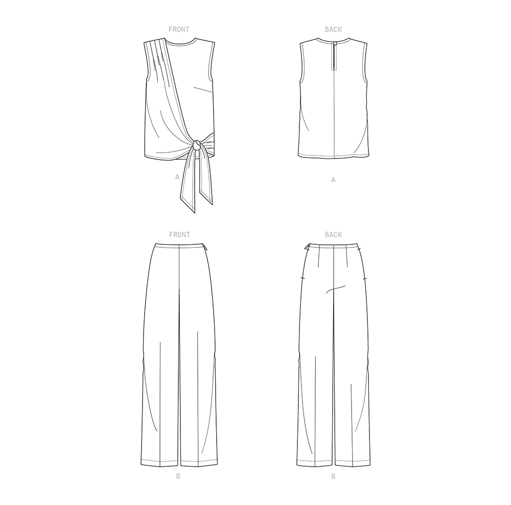 New Look Sewing Pattern 6662: Misses' Easy to Sew Drape Top and Wide Leg Trousers