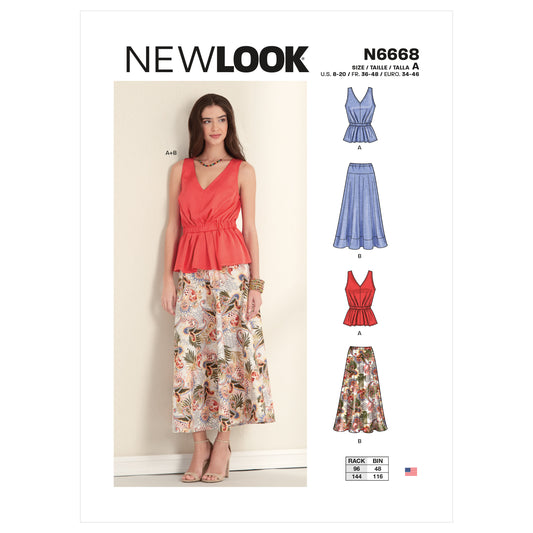 New Look Sewing Pattern 6668: Misses' Top and Skirt