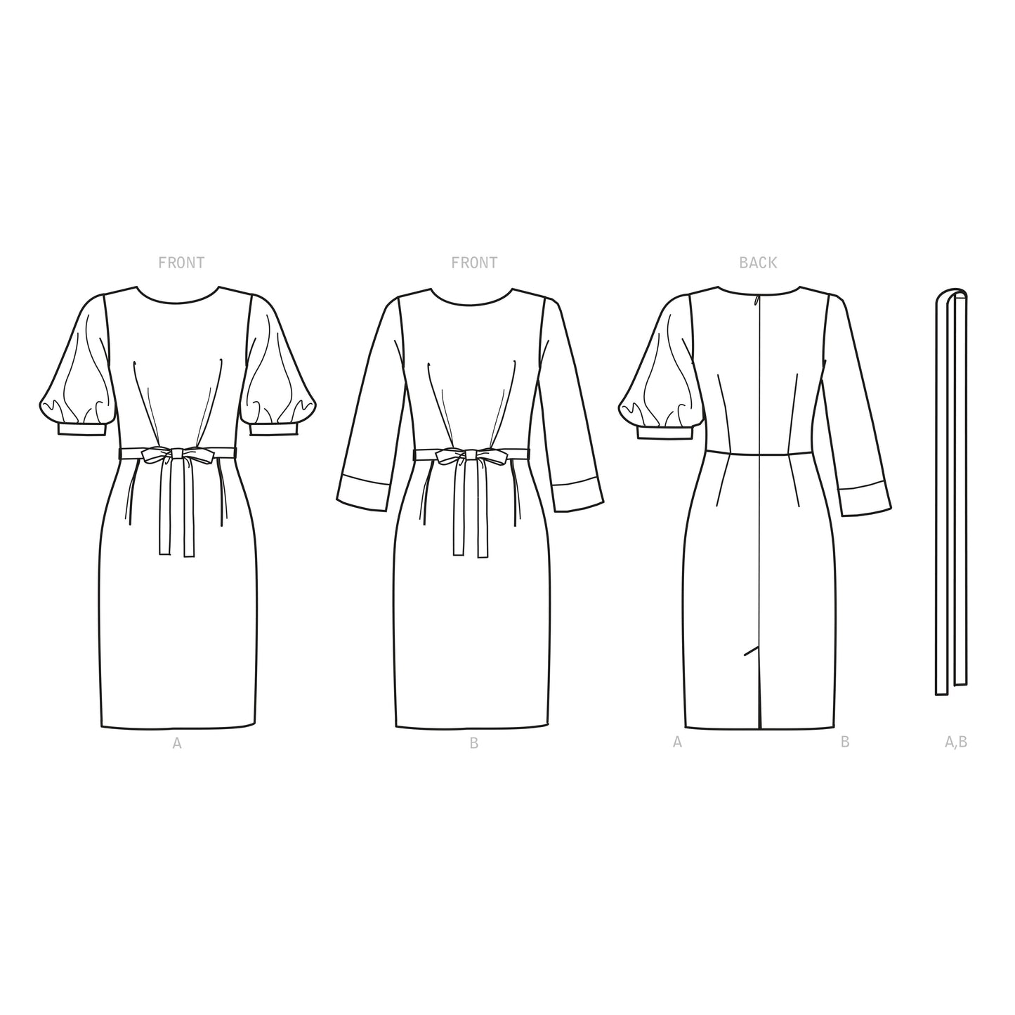 New Look Sewing Pattern 6679: Misses' Knee Length Dress with Sleeve Variations