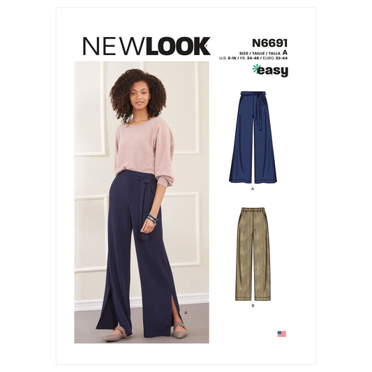 New Look Sewing Pattern 6691: Misses' Slim or Flared Trousers