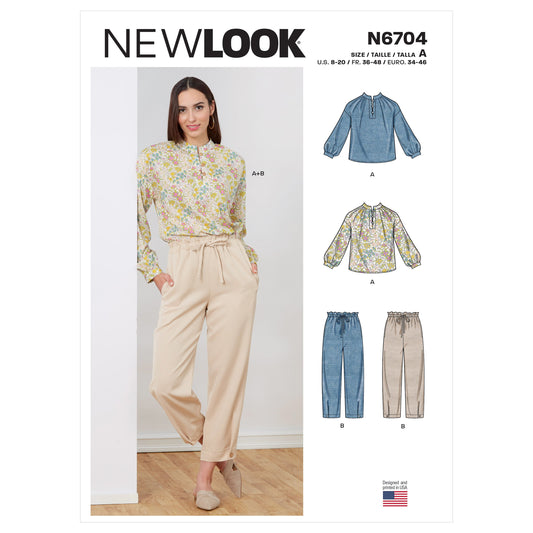 New Look Sewing Pattern 6704: Misses' Top and Pull-on Trousers