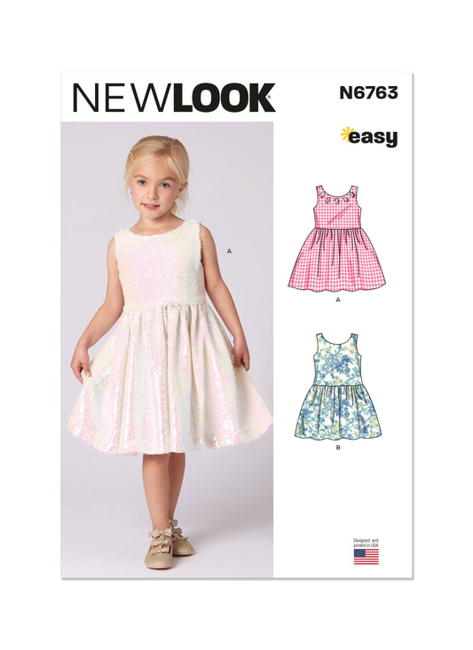 New Look Sewing Pattern 6763: Children's Easy to Sew Dress