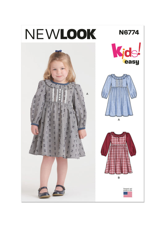 New Look Sewing Pattern 6774: Children's Easy to Sew Dresses