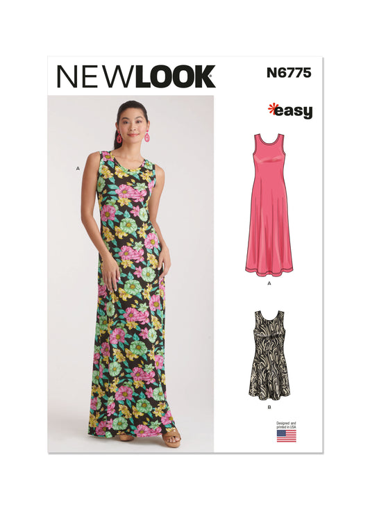 New Look Sewing Pattern 6775: Misses' Easy to Sew Knit Dress in Two Lengths