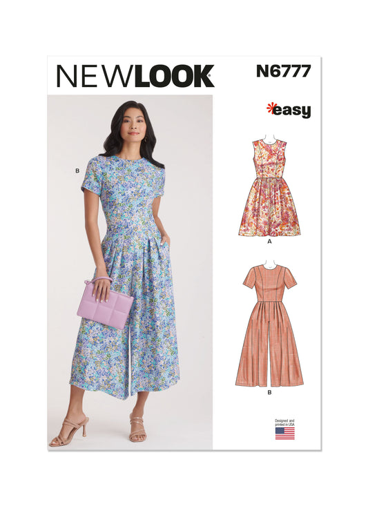 New Look Sewing Pattern 6777: Misses' Easy to Sew Dress and Jumpsuit