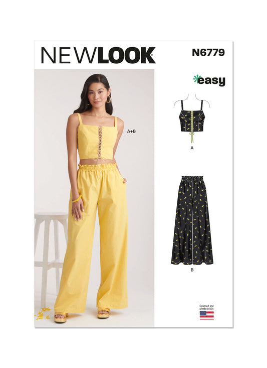 New Look Sewing Pattern 6779: Misses' Easy to Sew Bra Top and Trousers