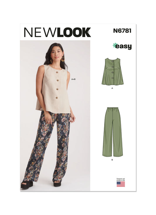 New Look Sewing Pattern 6781: Misses' Easy to Sew Top and Trousers