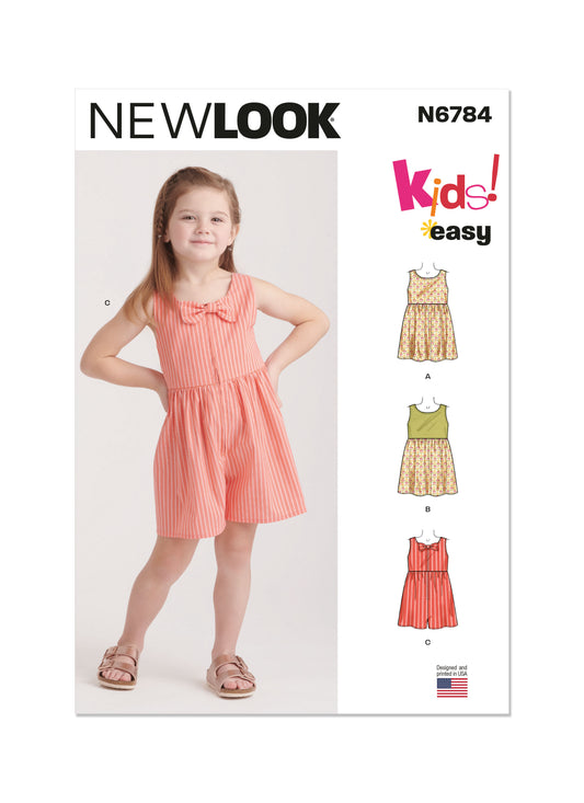 New Look Sewing Pattern 6784: Children's Easy to Sew Dresses and Romper