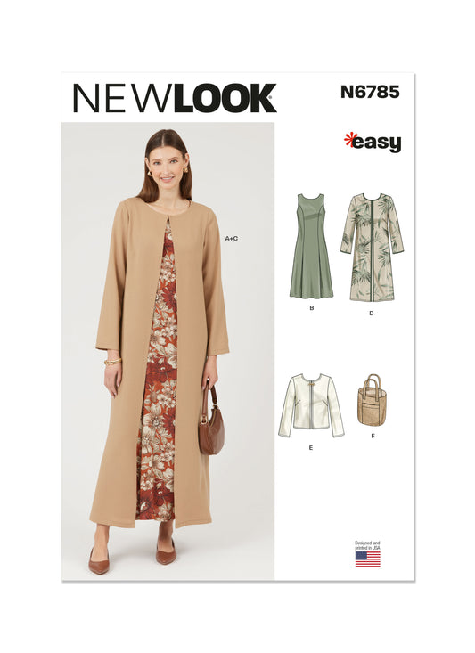 New Look Sewing Pattern 6785: Misses' Easy to Sew Dress and Coat