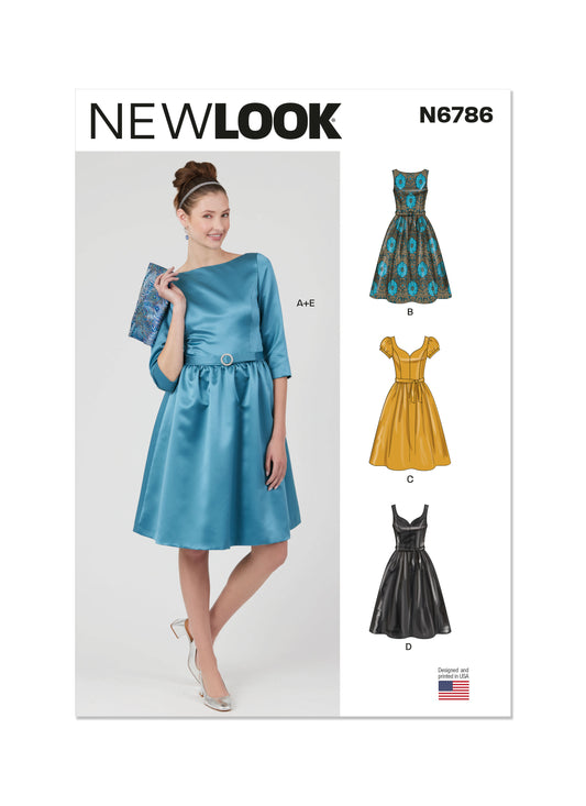 New Look Sewing Pattern 6786: Misses' Dresses with Belt and Purse