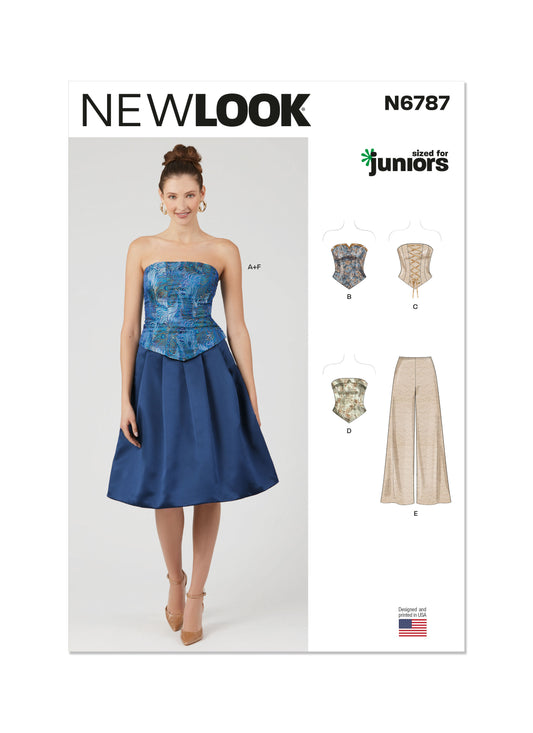 New Look Sewing Pattern 6787: Juniors' Corsets, Pants and Skirt