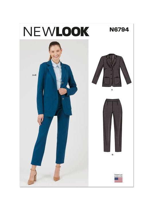 New Look Sewing Pattern 6794: Misses' Jacket and Pants