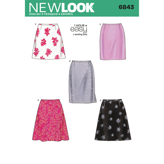 New Look Sewing Pattern 6843: Misses' Easy to Sew Skirts