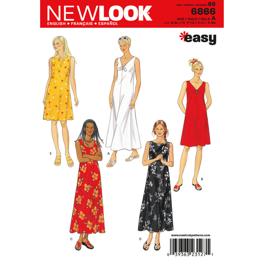 New Look Sewing Pattern 6866: Misses' Easy to Sew Dresses