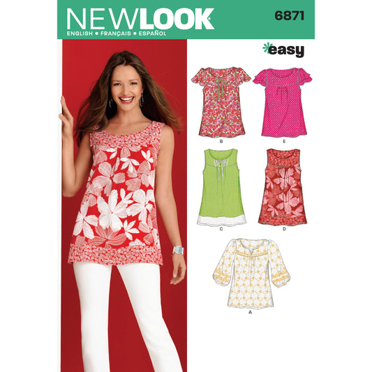 New Look Sewing Pattern 6871: Misses' Easy to Sew Tops