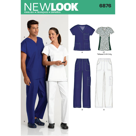 New Look Sewing Pattern 6876: Misses' and Men's Scrubs