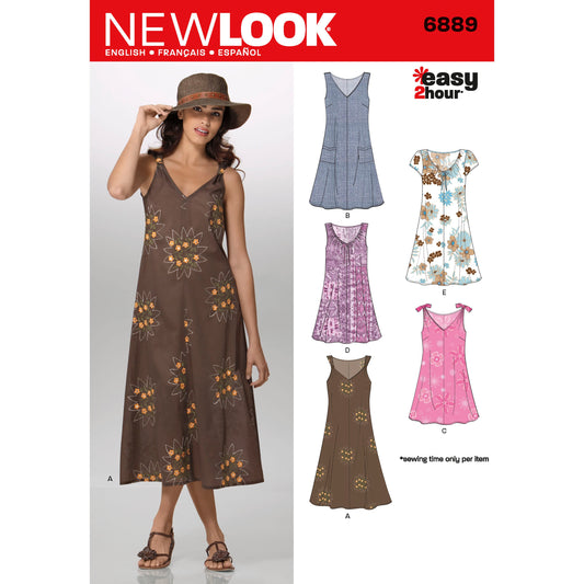 New Look Sewing Pattern 6889: Misses' Easy to Sew Dresses