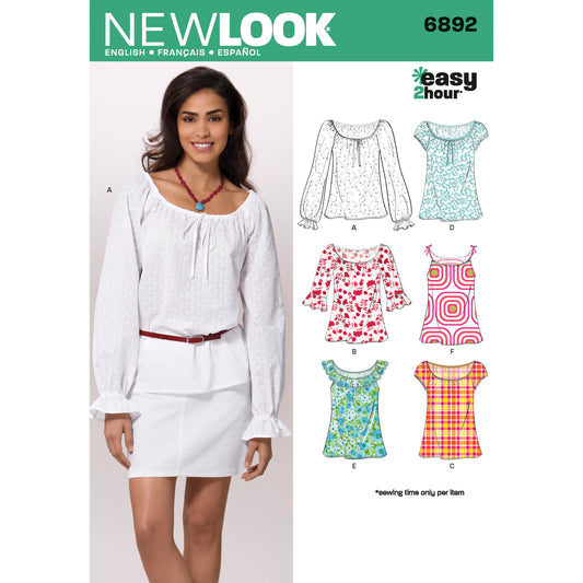 New Look Sewing Pattern 6892: Misses' Easy to Sew Tops