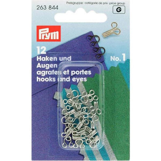 Prym Hooks and Eyes No.1: Silver