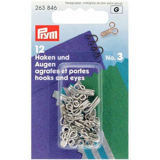 Prym Hooks and Eyes No.3: Silver