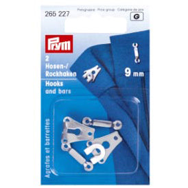 Prym Trouser and Skirt Hooks and Bars 9mm: Silver