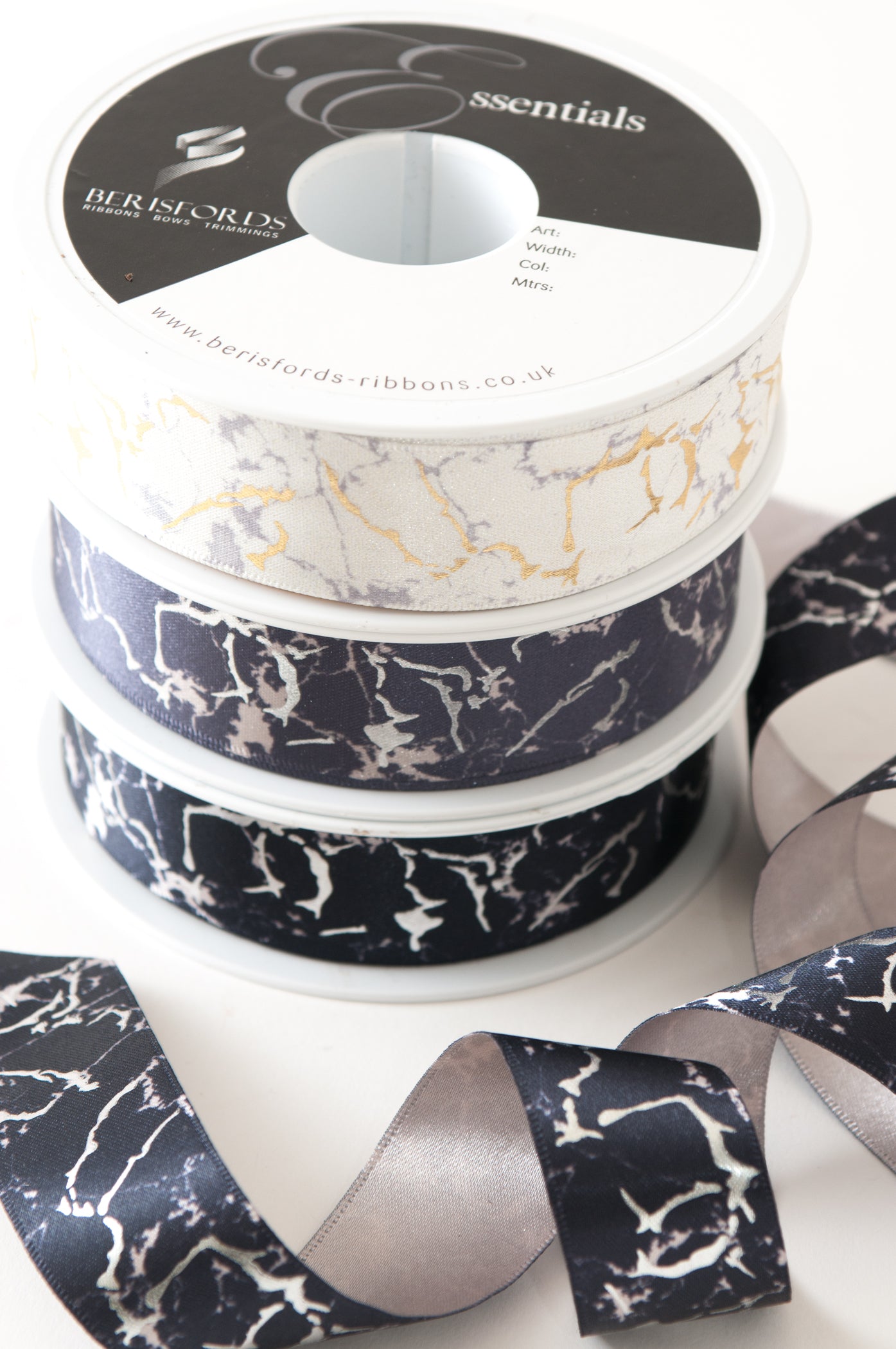 Marble Satin Ribbon 25mm: Various Colours