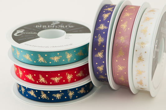 Sparkly Bee Ribbon 25mm: Various Colours