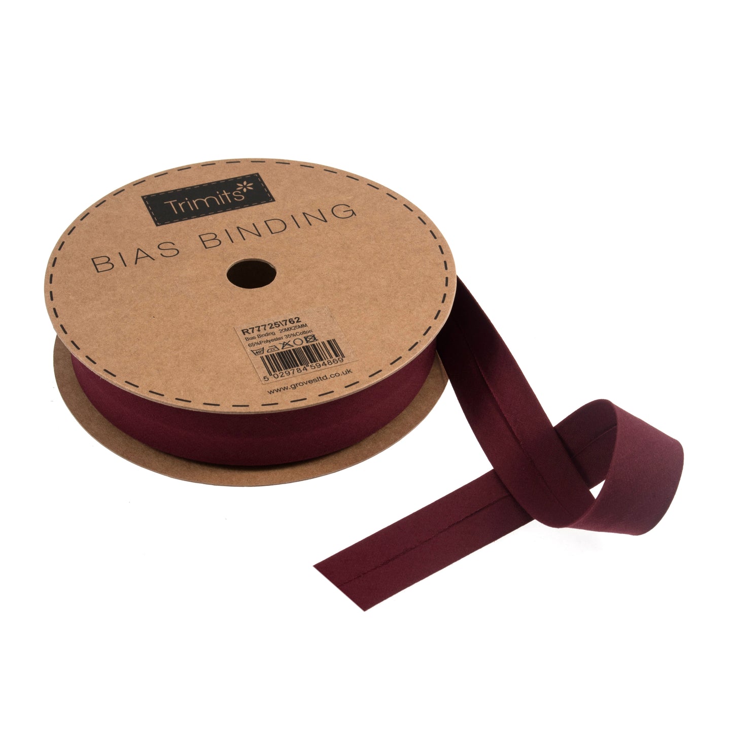 Polycotton Bias Binding 25mm: Wine