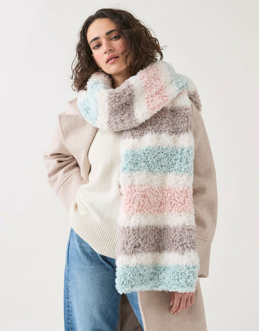 Sweet Striped Scarf in Sirdar Alpine Fur Effect (10814)