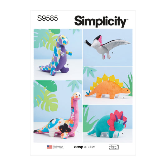 Simplicity Sewing Pattern 9585 OS: Plush Dinosaurs